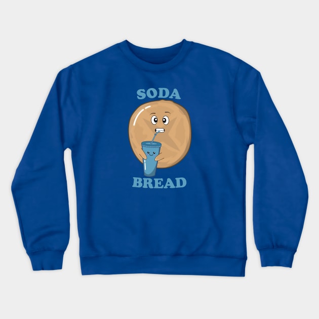 Funny Soda Bread Kawaii Bread Drinking Soda Crewneck Sweatshirt by KawaiinDoodle